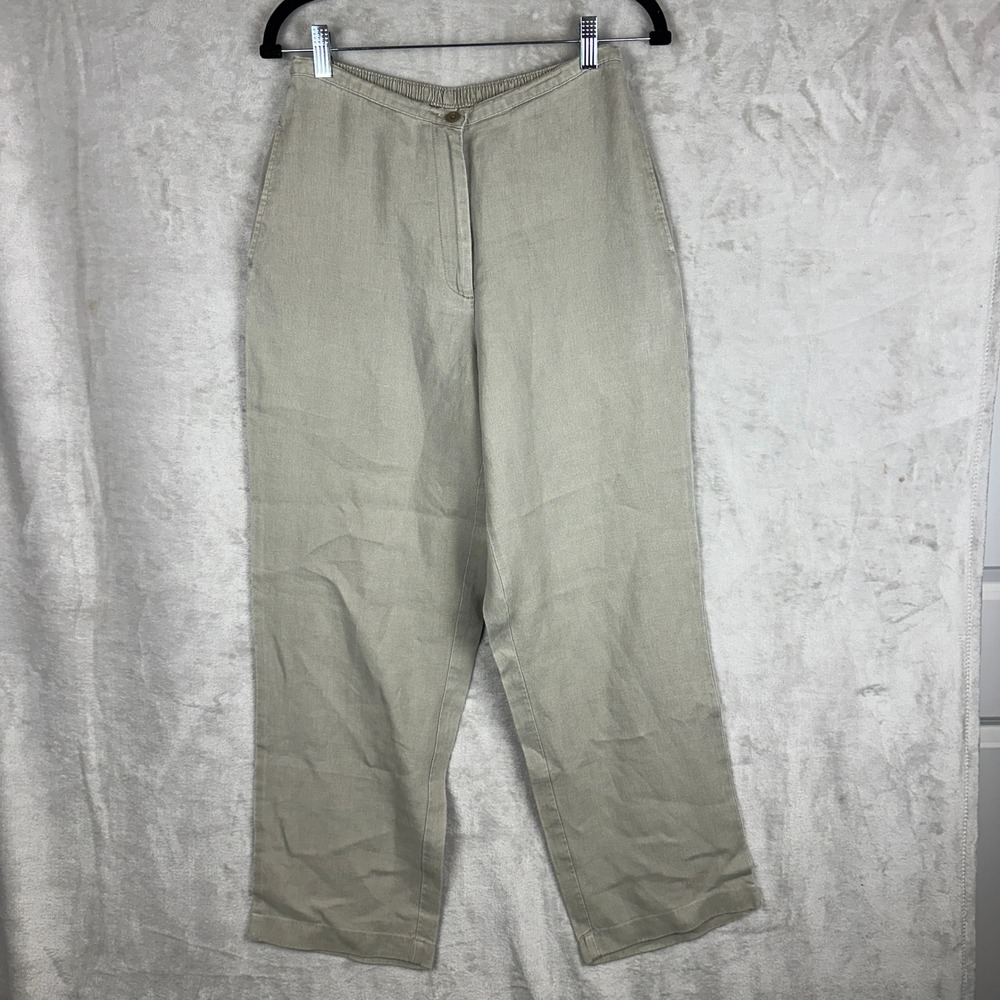 L.L. Bean Light Olive Green High-Waist Trousers